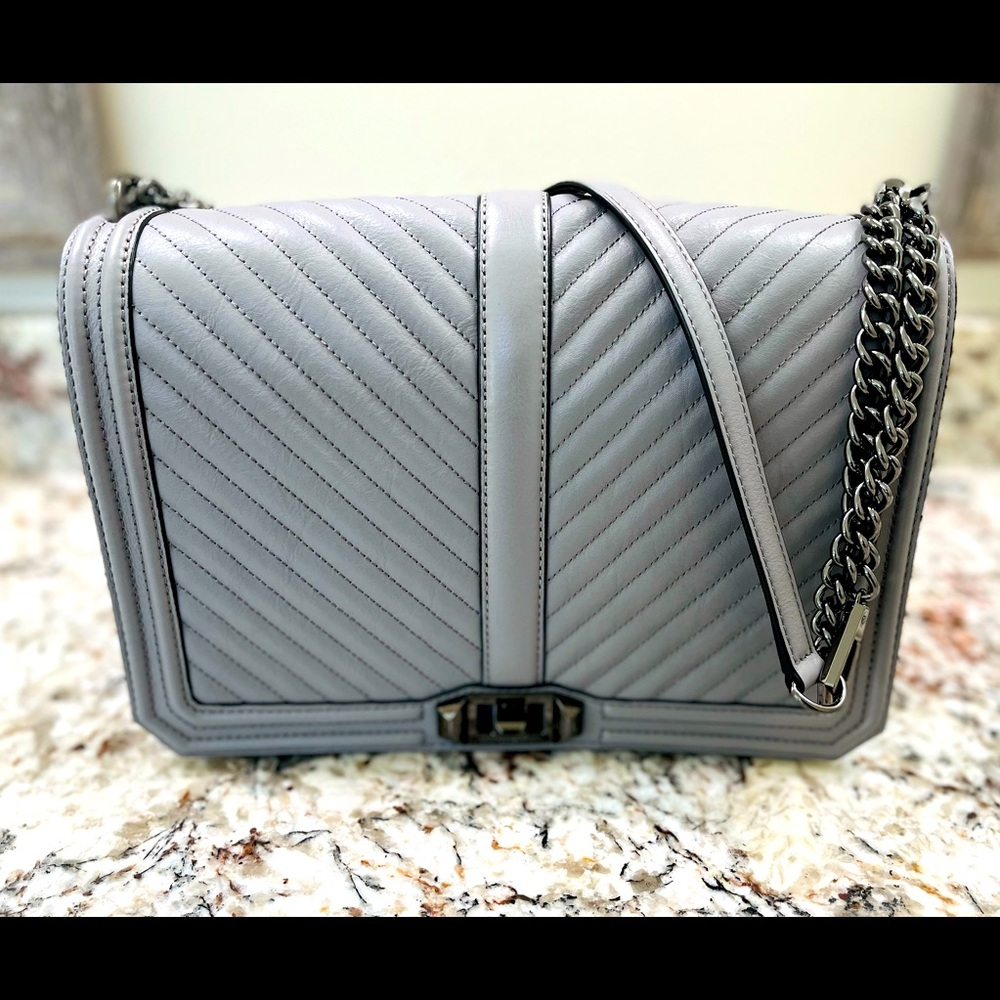 NEW  with dust bag. Rebecca Minkoff chevron quilted jumbo crossbody shoulder bag